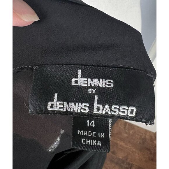 DENNIS BY DENNIS BASSO WOMEN BLACK SIZE 14 BLOUSE W/LONG Pleated Attached Scarf - Picture 5 of 10